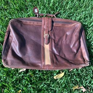 GUCCI Brown Leather Travel Suitcase Vintage AUTHENTIC